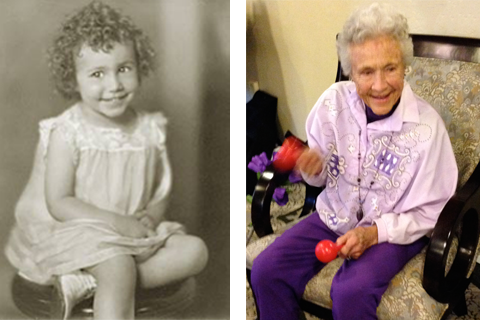 Lola in 1929, and today  (Photos courtesy of Lola Larson)