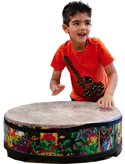 Boy playing a drum