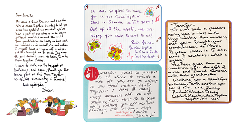 Image scans of thank you notes with 