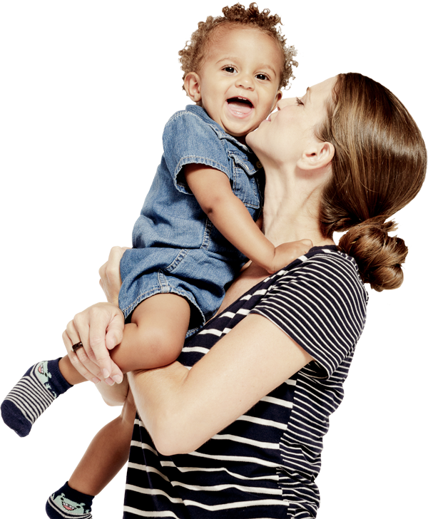 Hello Everybody with boy in mom's arms